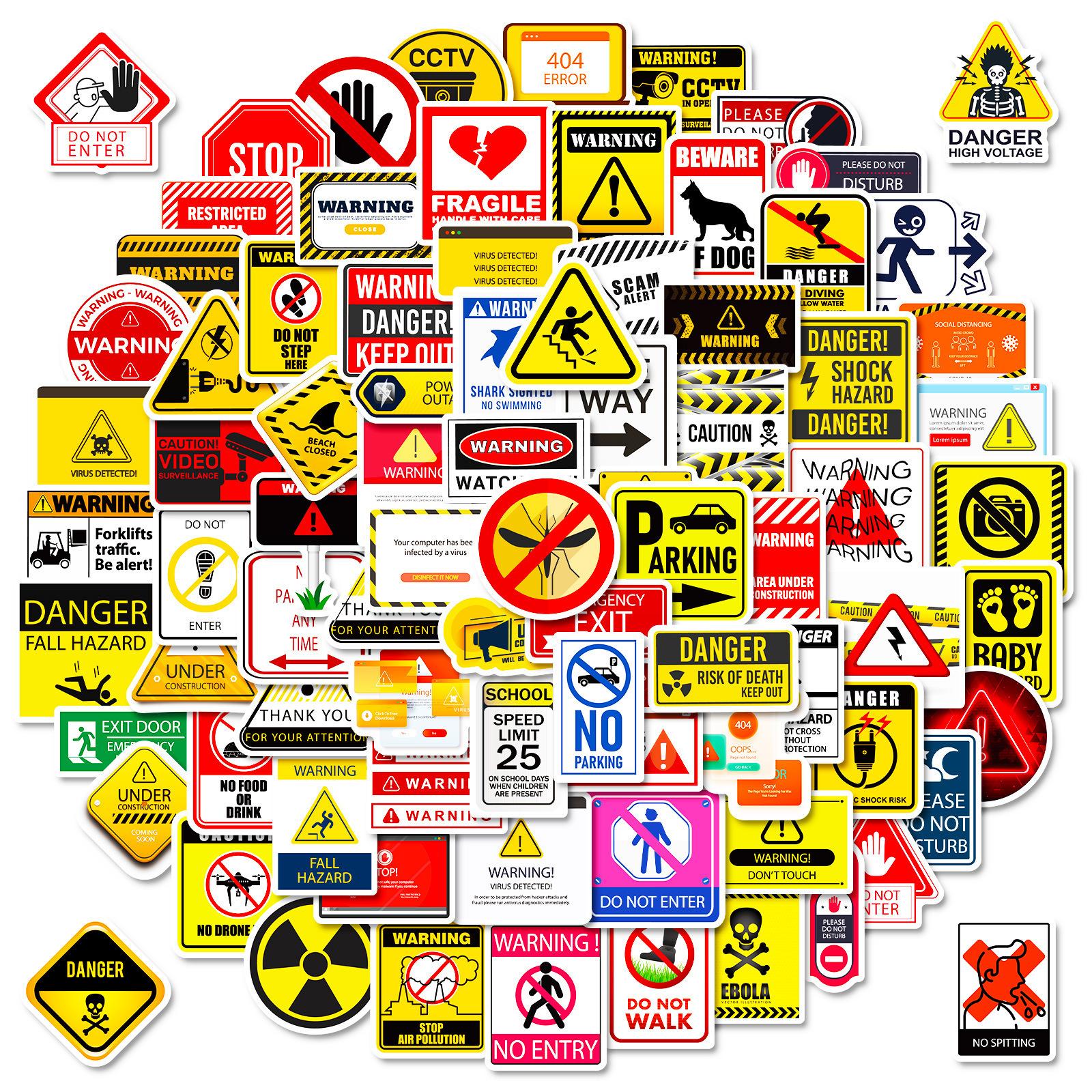 100 Объявлений и Мест Теплое Напоминание Предупреждающие Слова Наклейки-Этикетки Канал Безопасности Предупреждающие об Опасности Наклейки
