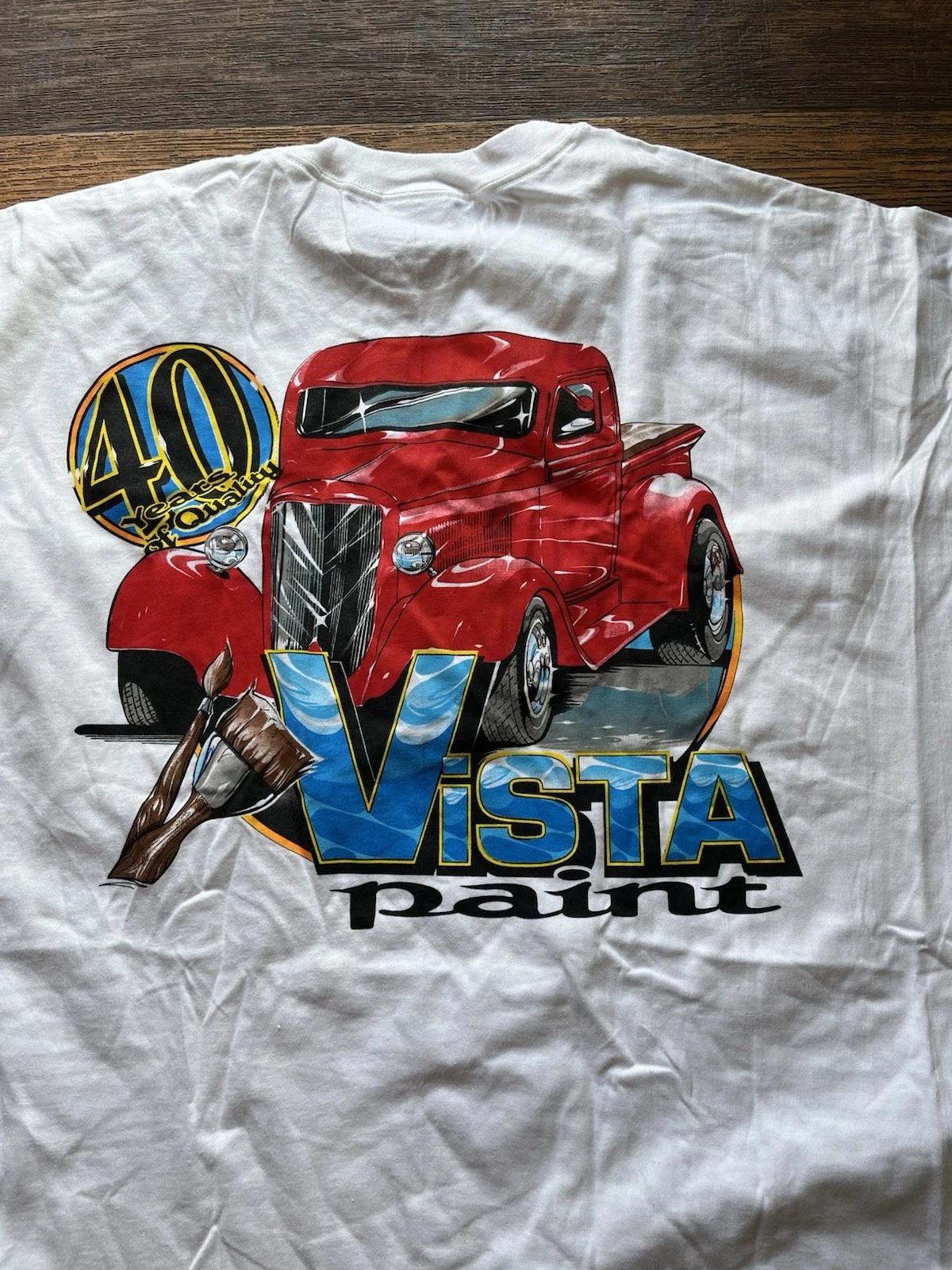

Men s Vista Paint T-Shirt White Hot Rod 2XL Racing Low Rider 50s 60s 40th Year 2XL