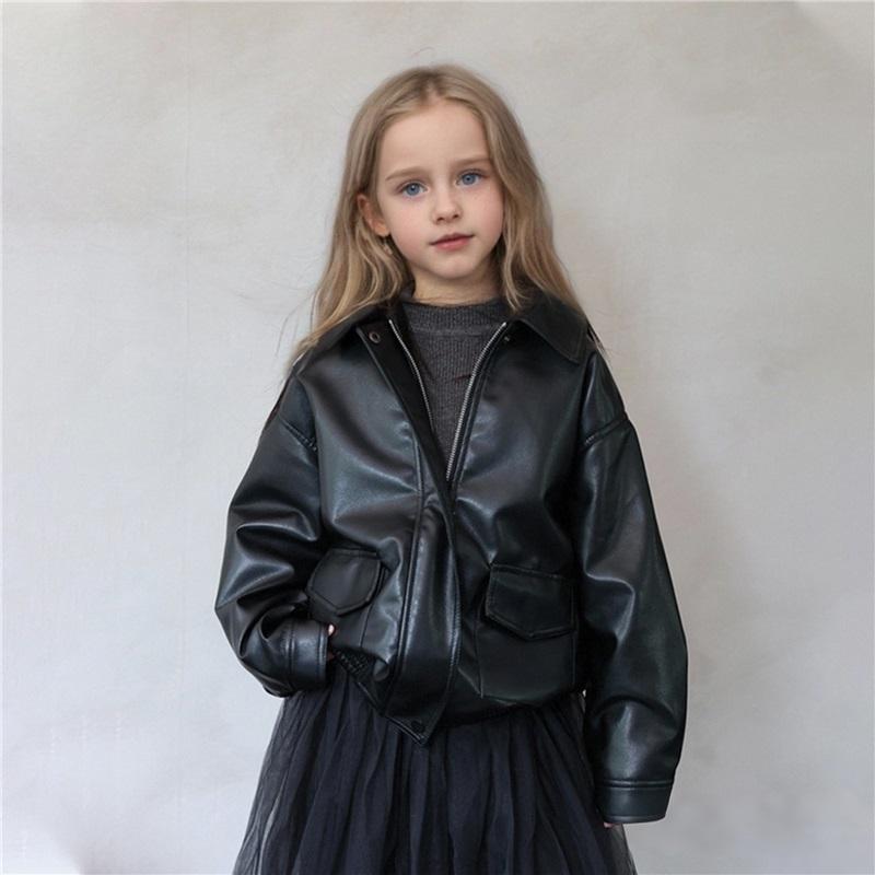 Children's Retro Leather Jacket: Stylish Spring/Fall Boys' Motorcycle-Style PU Leather Jacket