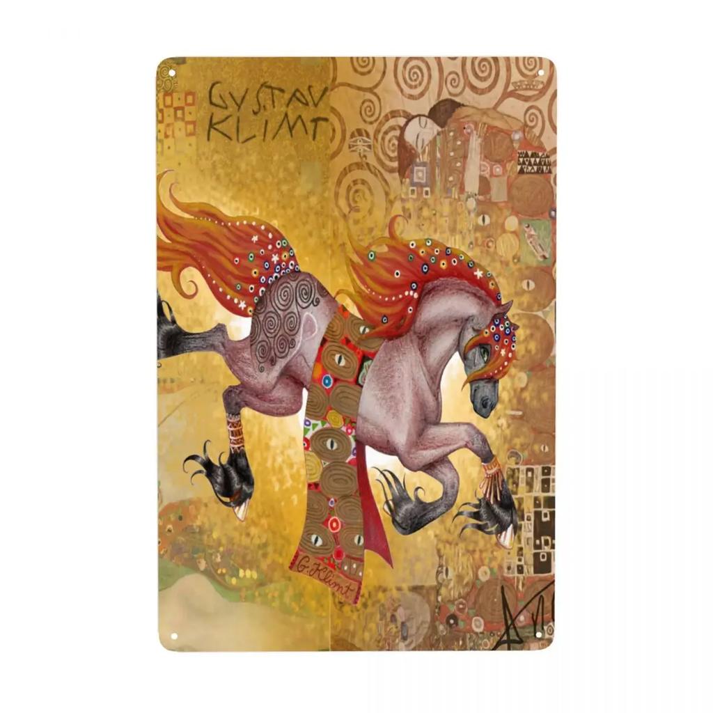 Custom Der Kuss von Gustav Klimt Metallschild Vintage Malerei Kunst Blech Dekorative Schilder Plakette Tor Garten Hof Man Cave Bar Wand