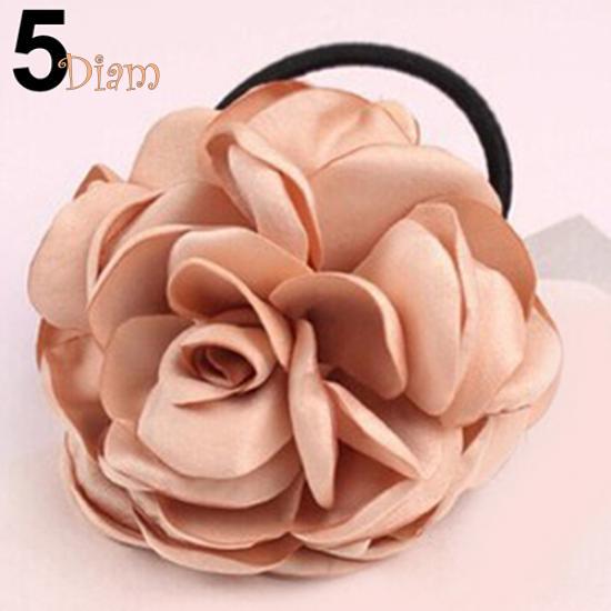 Tenfyer Hair Band Rope Camellia Flower Ponytail Holder Scrunchie Hairband Accessory