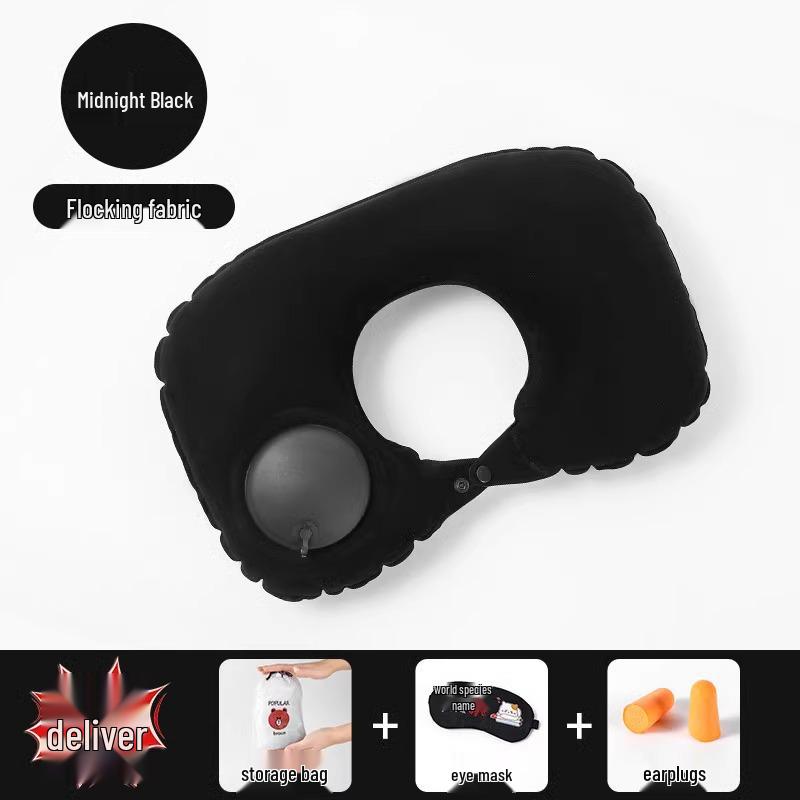 Inflatable U-shaped Neck Support Pillow for Travel - Portable and Press-type for Car & Airplane Comfort