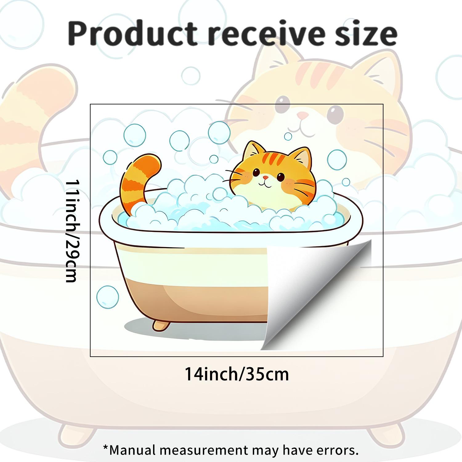 Cute Cartoon Orange Cat Pattern Wall Sticker for Kitchen and Bathroom, Waterproof and Removable Wall Sticker PH-QTB720