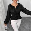 Women's V Neck Long Sleeve Regular Fit Elegant Wrap Blouse Shirt for Winter Daily Wear