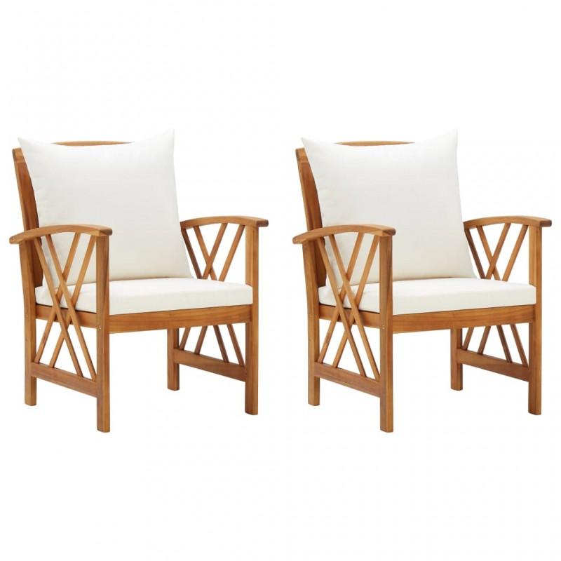 Day and Night - Day and Night Garden Chairs with Cushions 2 Units Solid Acacia Wood