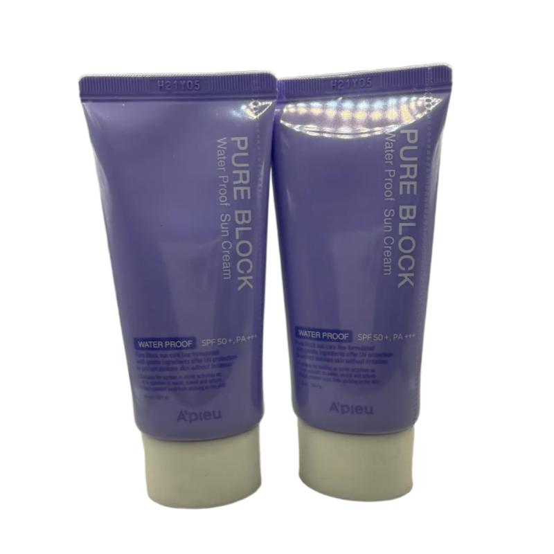A’PIEU Pure Block Natural Waterproof Sun Cream SPF50+ PA+++ 50ml × 2