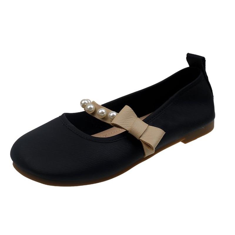 

Spring Autumn Single Shoe Women s New Flat Bottomed Fairy Style Gentle Soft Soled Small Leather Shoes 36 чёрный