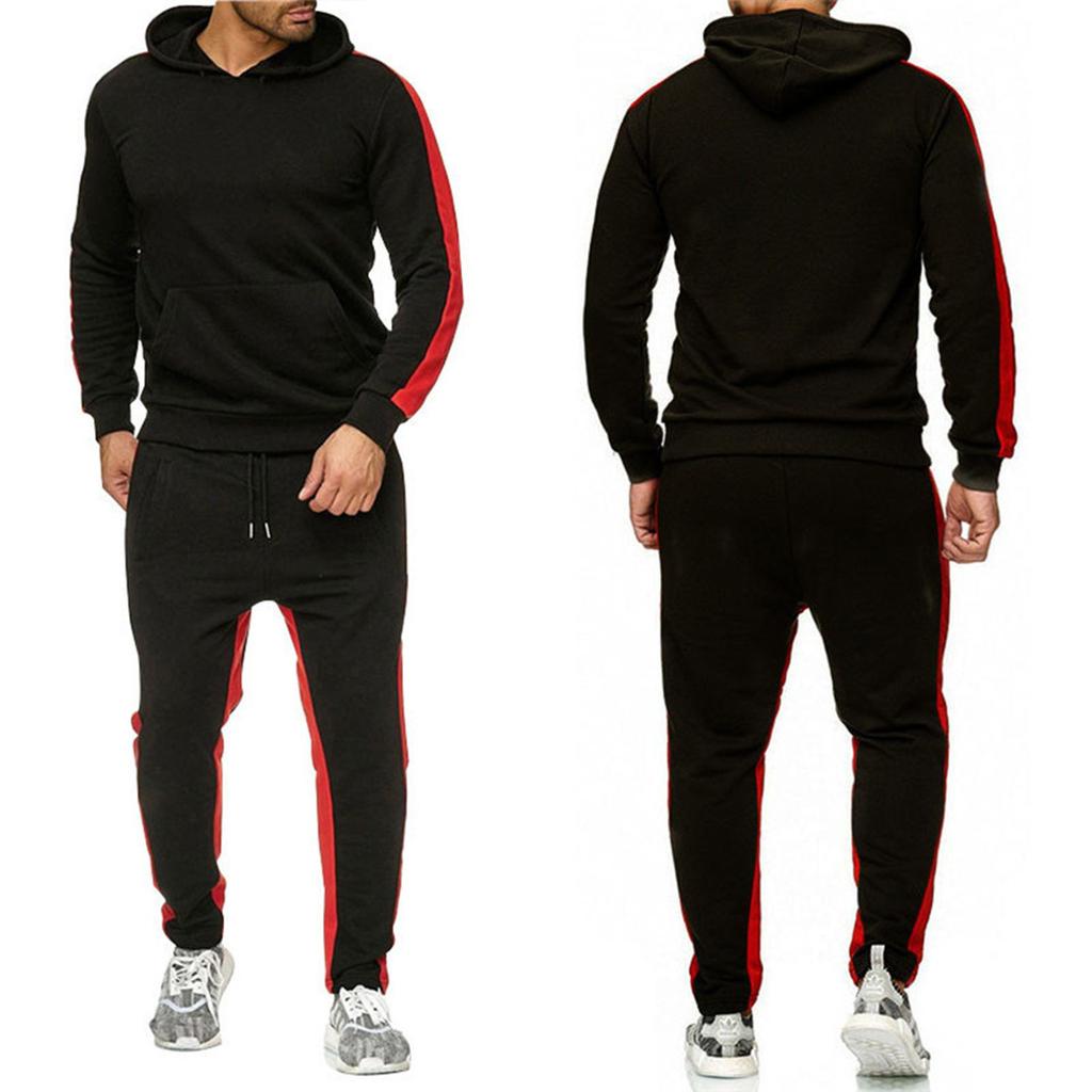 Men'S Hooded Sportswear Two-Piece Long Sleeved Pullover Hoodie Sweatshirt+Sweatpants Set