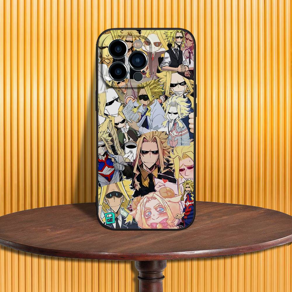 Toshinori Yagi MHA All Might Phone Case For iPhone 17,16,15,14,13,12,11,Pro,Max,Plus,X,XS,SE4,E,Mini,Soft Black Case