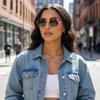 Retro Punk Sonnenbrille mit rundem Rahmen und Holzmaserungs-Bügeln - Vielseitige Europäische & Amerikanische Mode.