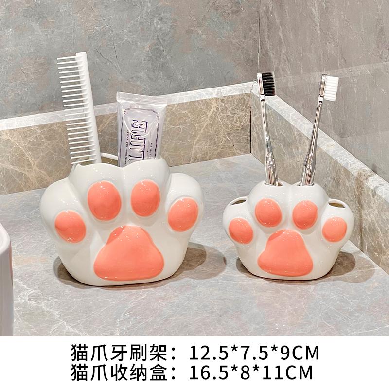 Dozator de Săpun cu Gheare de Pisică Drăguț Hotel Ceramic Sticlă pentru Spălarea Mâinilor Suport pentru Periuțe de Dinți Farfurie pentru Săpun Accesorii Consumabile pentru Baie Acasă