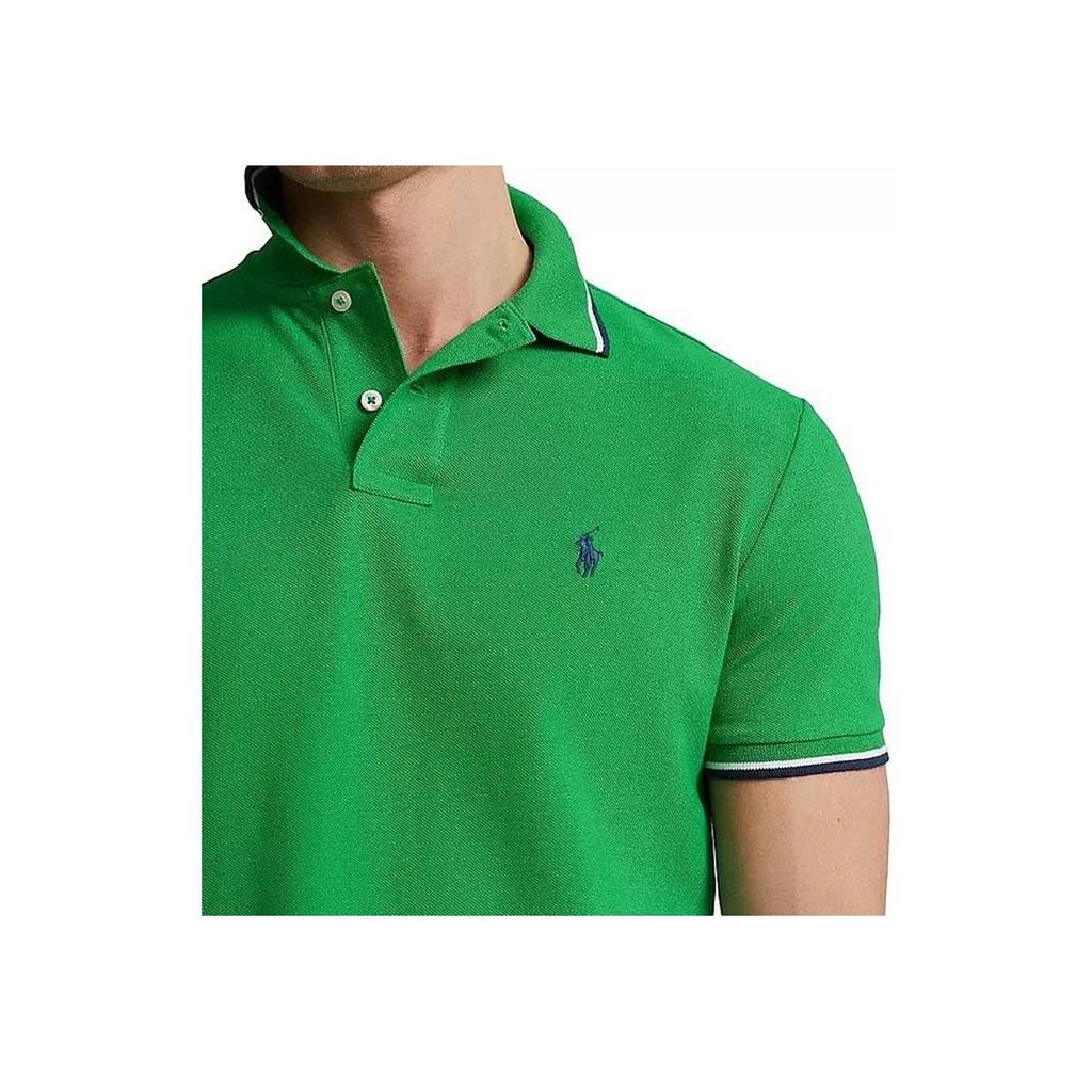 Polo Ralph Lauren Logo Embroidered Striped Trim Short Sleeve Polo Shirt Men Polo Shirts Green 710844275-035