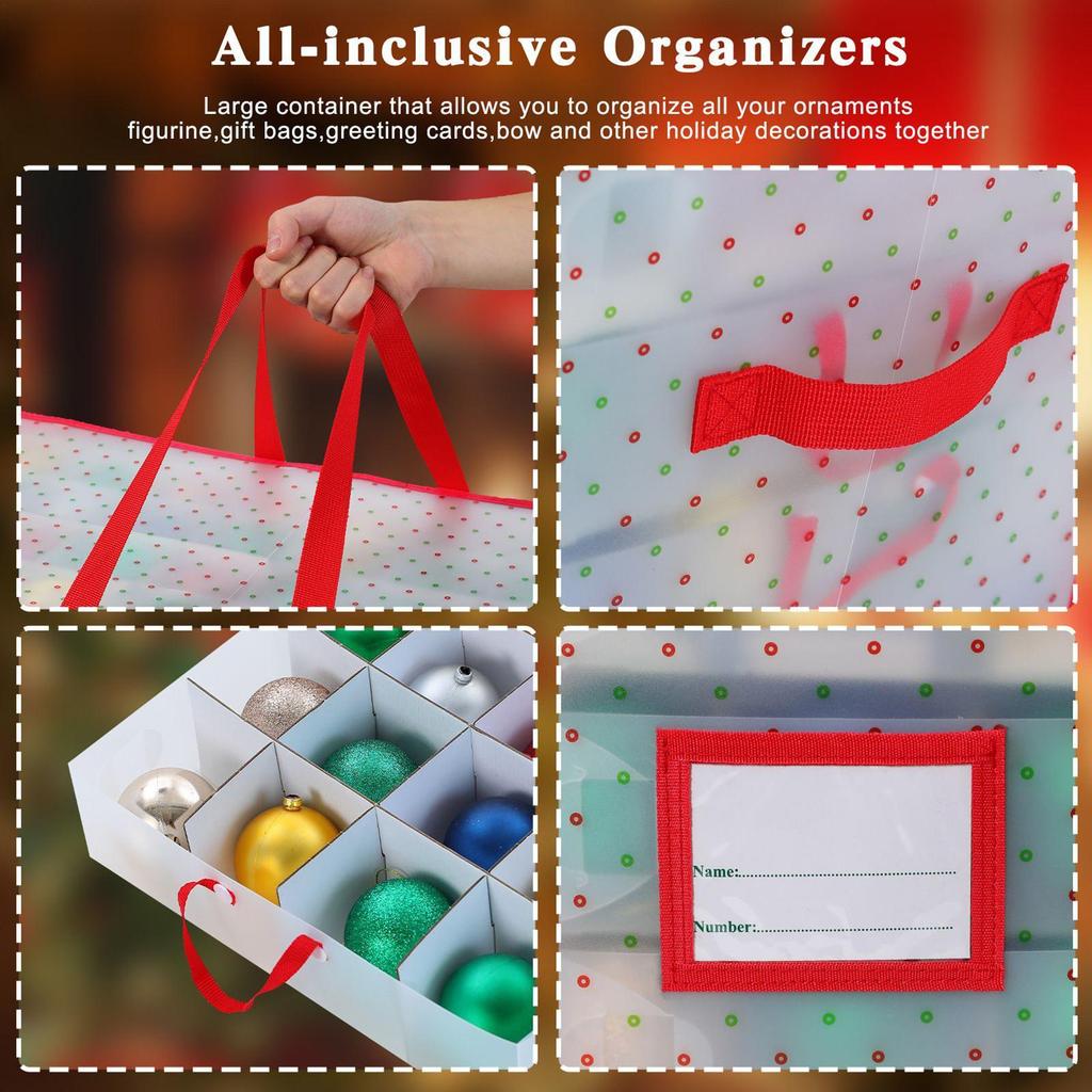 Christmas Ornament Storage 8-Tier 128 Compartments Seasonal Decoration Bin Christmas Balls Dividers Holder for Festival Holiday