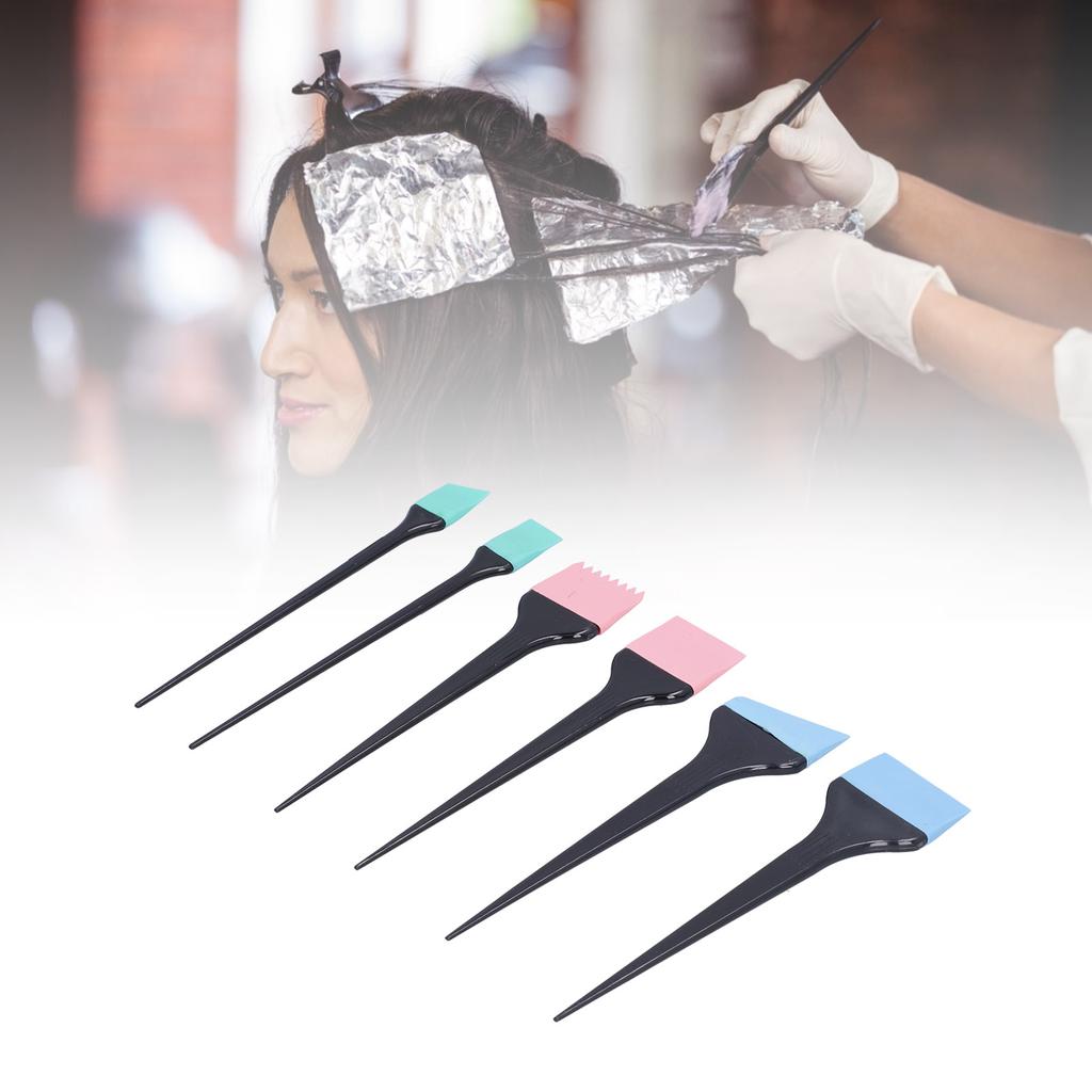 6pcs Silicone Hair Dye Brush Home Barber Shop Hair Treatments Coloring Brush Set