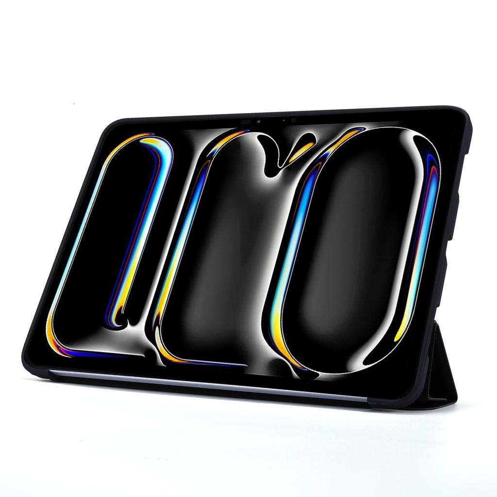 For iPad Pro 11 (2024) Case Origami Stand PU Leather+Silicone Cover with Auto Sleep/Wake