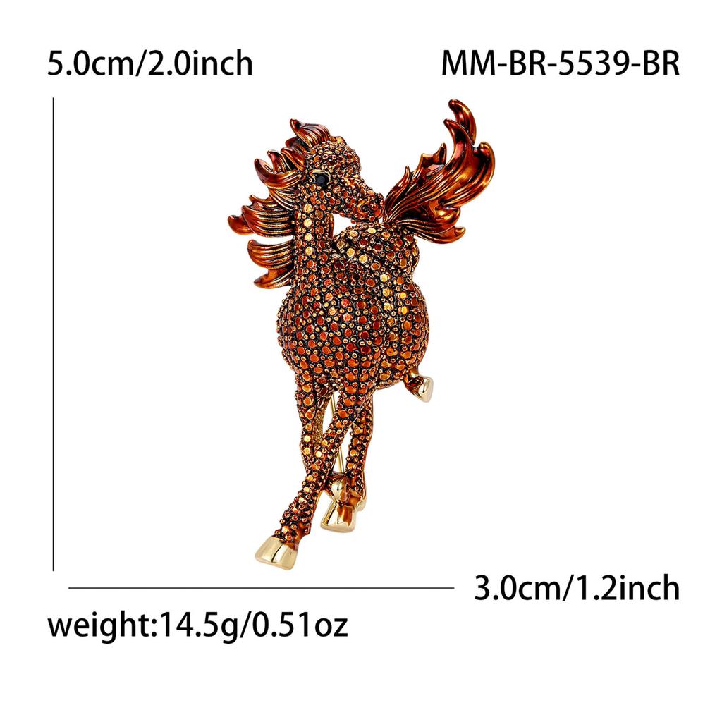 Vintage Rhinestone Horse Brooch for Women Animal Lapel Pins Party Clothing Accessories