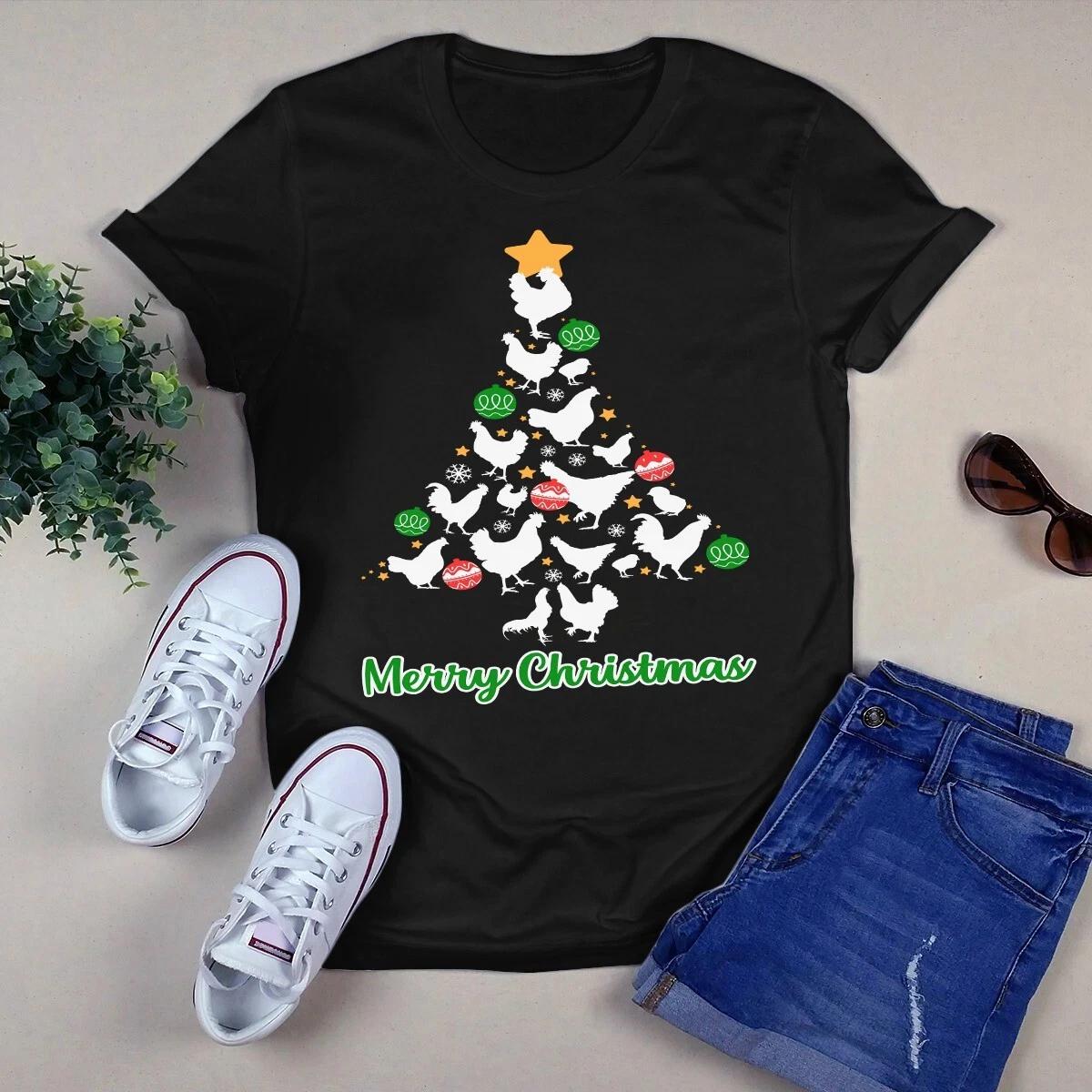 Chicken Christmas Tree Xmas Gift Chicken Lover Men s and Women s T-shirts M