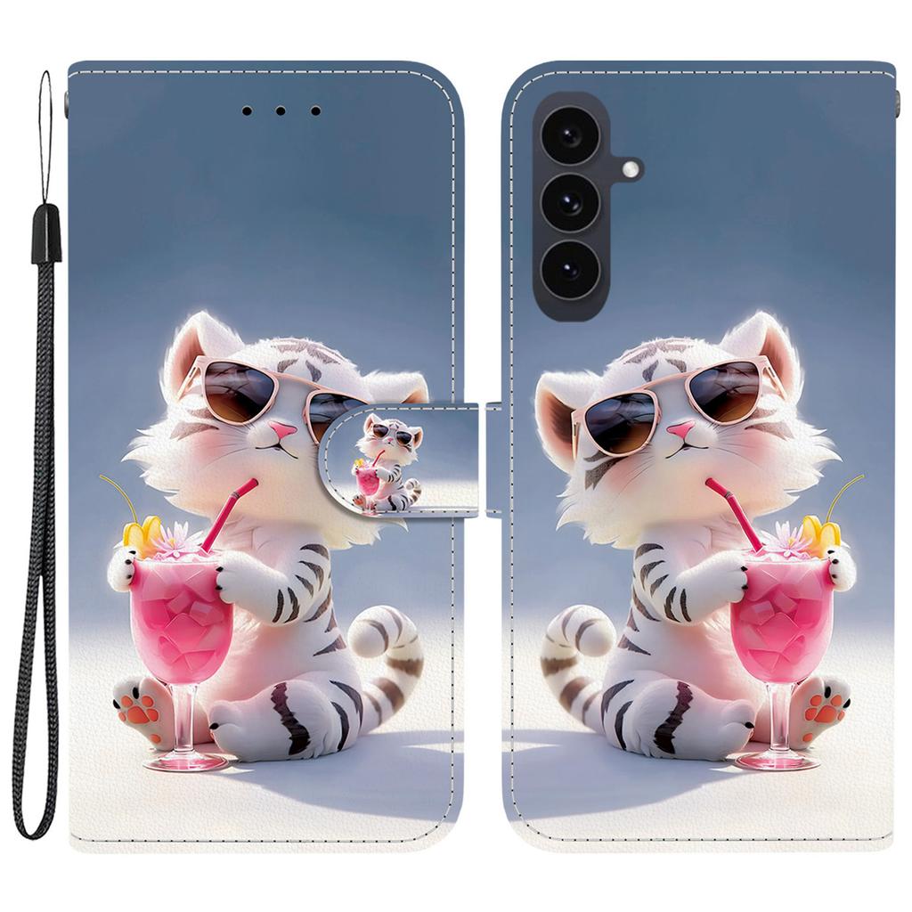 For Samsung Galaxy S25 FE Case Pattern Printing Leather Flip Wallet Phone Cover with Lanyard