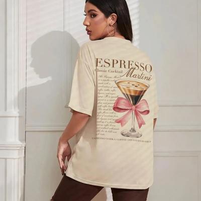 Vintage Espresso Martini T-Shirt Niedliches Coquette Schleifen Grafik-T-Shirts Ästhetische Cocktail-Liebhaber T-Shirts Damenmode Kleidung Geschenke