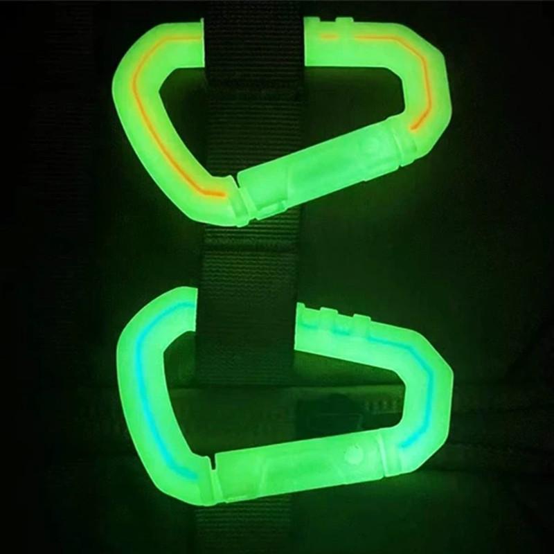 Luminous D-shaped Carabiner Outdoor Tactical Backpack Hook Buckle Multifunction Lightweight D-Ring Snap Hook Bag Accessories