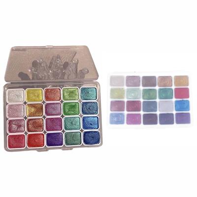 20 Colors Glitter Watercolor Paints Professional Artist Set for Painting On Paper Wood Stone Rock Fabric, DIY Nail
