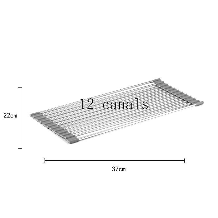 

BONIETOP Stainless Steel Drain Rack Dish Drying Rack thermal insulation sink drain pad Kitchen Storage Tool Folding Roller Blind