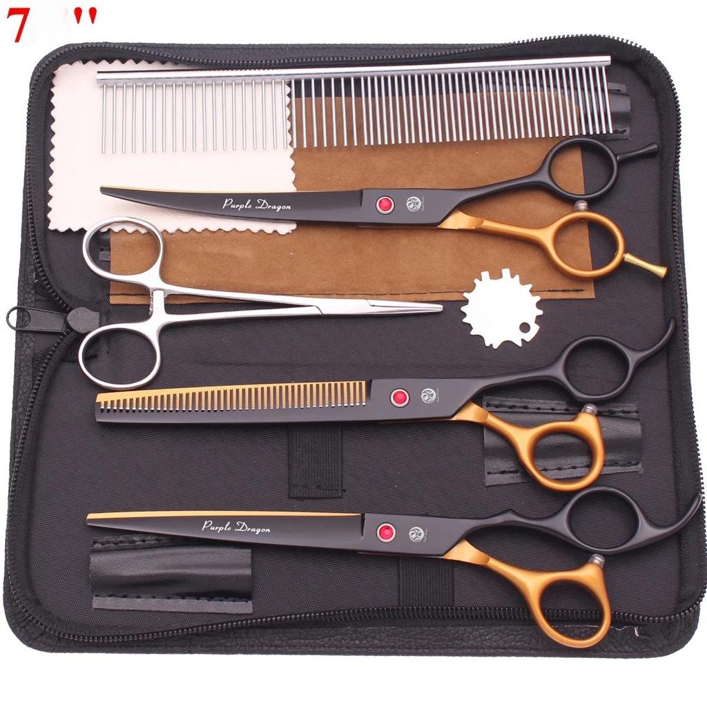 7,5'' Professionelle Tierpflege Schere Haarschneide Fischgräten Ausdünnungs Kamm Hämostaten Pinzette Japan 440C Set Für Hund Katze Z3088