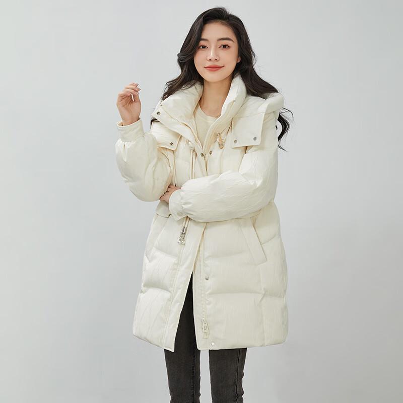 YAYA Women's Long Hooded Down Jacket