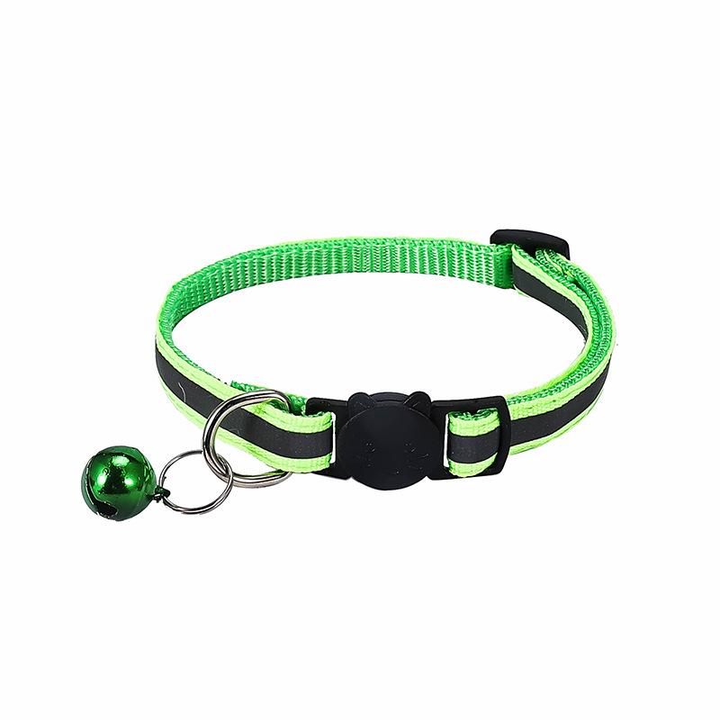 Reflective Cat Collar with Cartoon Cat Head & Colorful Bell
