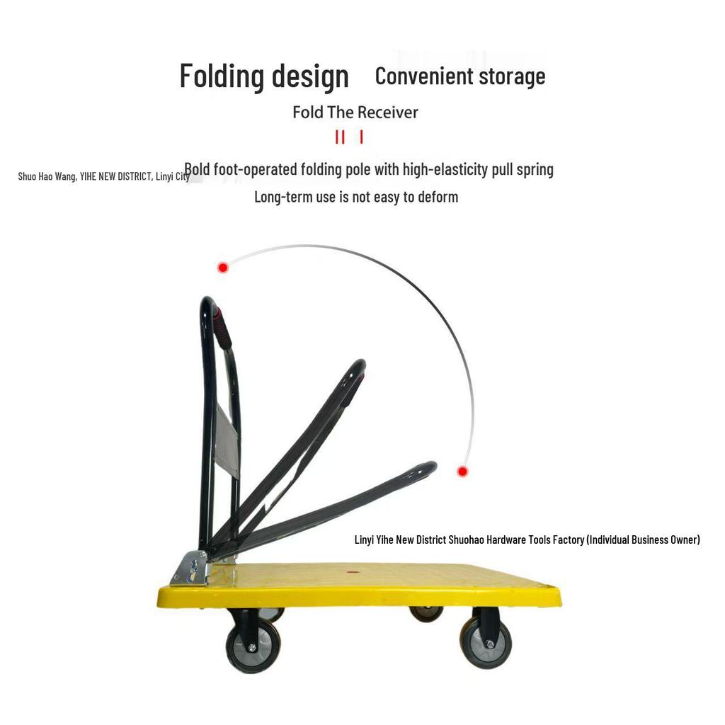 Folding Portable Handcart Silent Flatbed Trolley for Warehouse