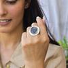 Moss Agate Vintage Inspired Ring, Sterling Silver Moss Agate Ring for Women, Huge Bohemian Fashion Ring, Bridesmaid Gift, Gift for Her