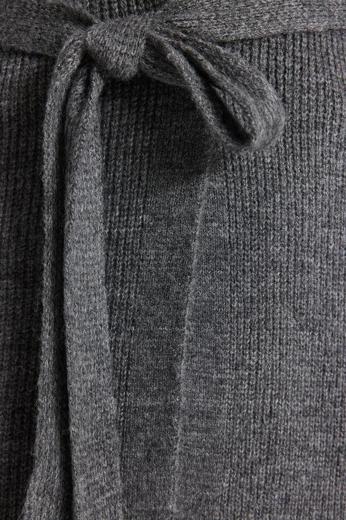 Women's Fashionable Stylish Hijab Cardigan Anthracite Belted Long Thessaloniki Knitted Knitwear Cardigan
