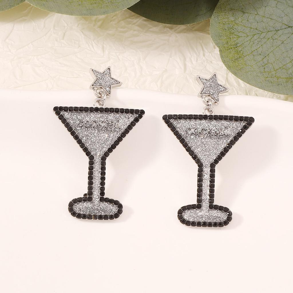 Explosive Carnival New Year's Wine Glass Earrings Creative Diamond-set Fashion Temperament Earrings Earrings
