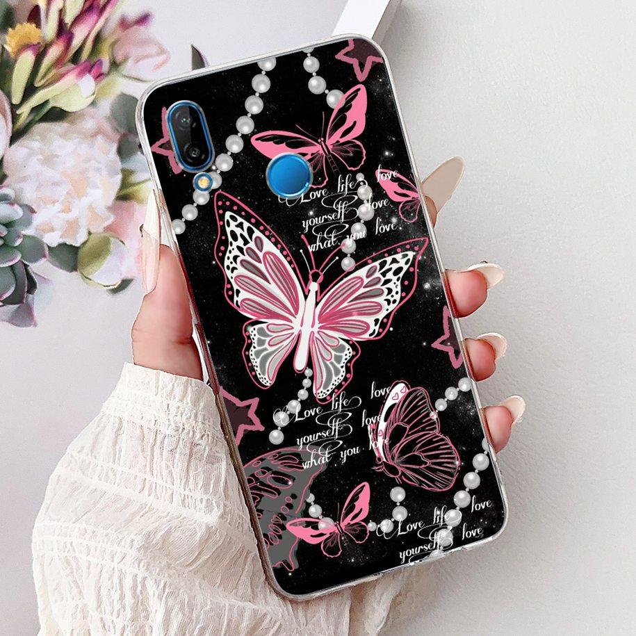Für Huawei P20 Lite Hülle Beliebte Blume Schmetterling Weiche Klare Silikon Handy Rückseite für Huawei P20Lite Nova 3e ANE-LX1 Bumper