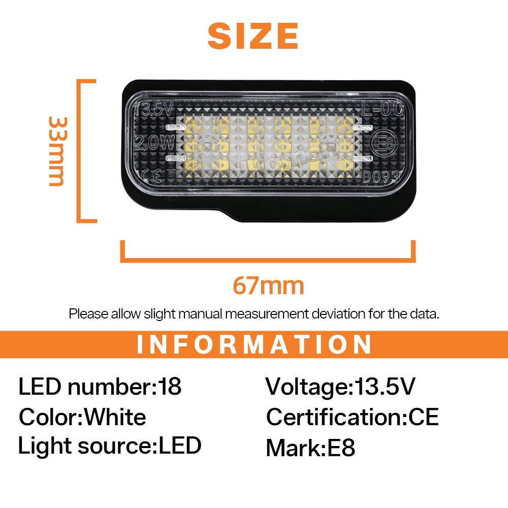 2pcs LED License Number Plate Light for Mercedes Benz E-Class W211 S211 C-Class S203 CLS-Class W219 SLK-Class R171 Canbus