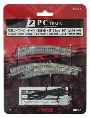 Rokuhan Z Gauge R057 PC Track Electric Curved Point Left Branch Rail,
