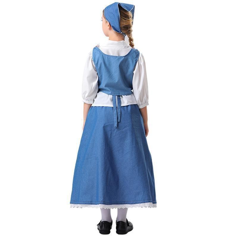 Hot Sale, Halloween Children's Manor Maid Costume Medieval Pastoral Maid Long Dress