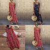 Elegant Womens Summer Sleeveless Holiday Long Boho Kaftan Tank Dress For Beach