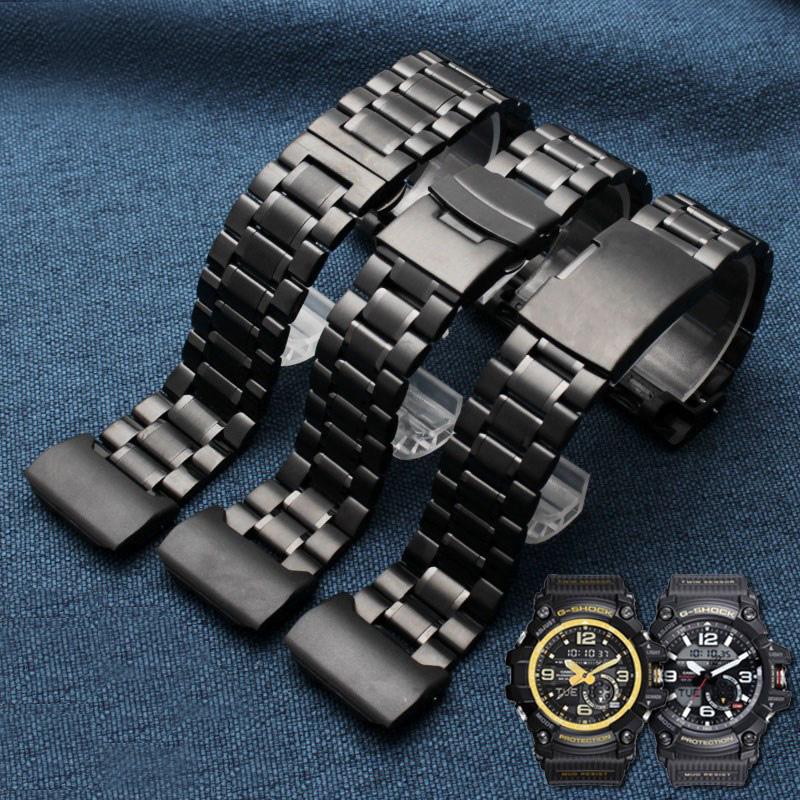Stainless Steel Watchbands Adapter for CASIO G-Shock Modified GG-1000/GWG GSG-100 Men's Black Bracelet Strap Watch Chain