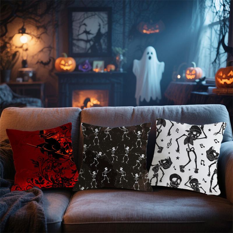 Retro Halloween Pillowcase Funny Skeleton Sofa Pillow Home Living Room Cushion Pillow Pillow