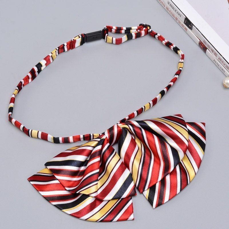 Business Attire Double Layer Bow Tie For Women With Polyester Material And Button Fastening