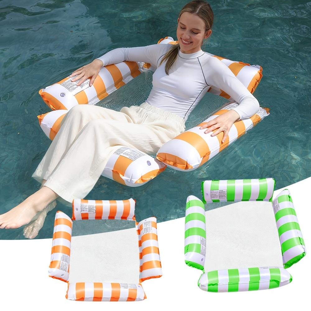 Inflatable Water Hammock Swimming Pool Floating Bed Foldable Summer Lounger Chair for Adult Beach Vacation Party