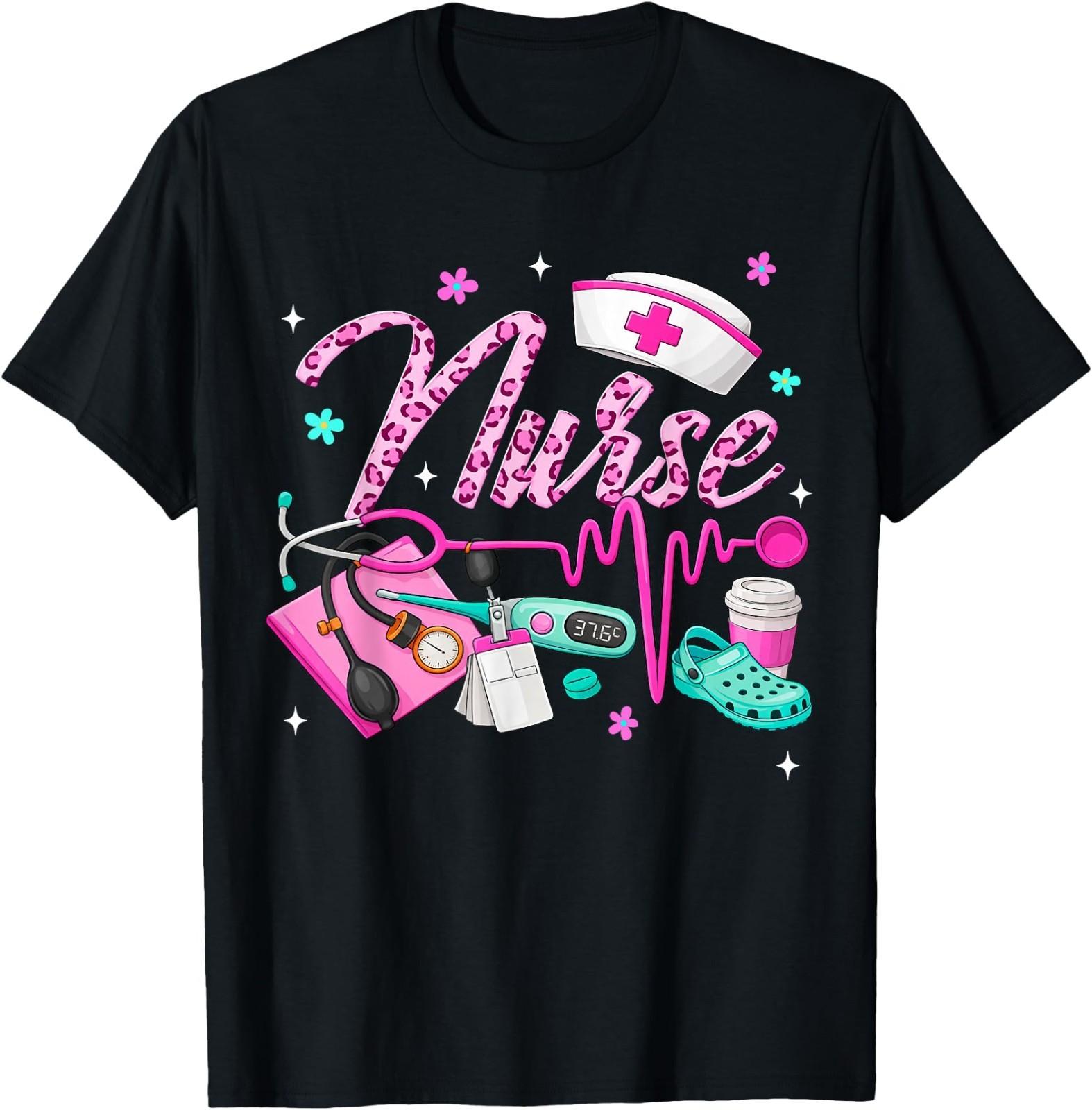 Leopard Nurse Life Nurse s Day for Women Nurse Week 2026 T-Shirt L