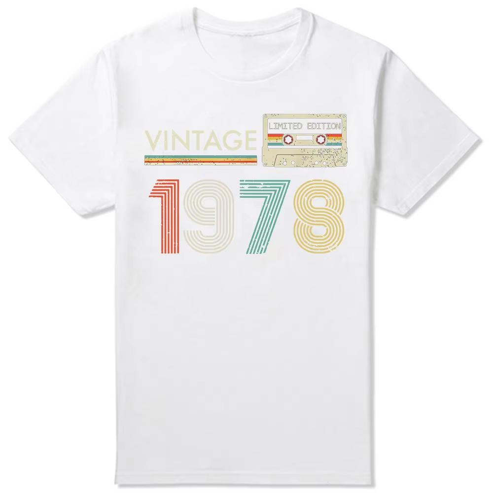 Unisexs Classic 1978 Birthday Cassette Tape Graphic Tshirt Commemorative Edition Short Sleeve Summer Streetwear Tee