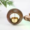 1Pcs Round Bell Black Walnut Wood Hanging Doorbell Wind Chimes Decor Wooden Magnetic Door Bell Entrance Opening Chime