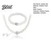 Imitation Pearl Jewelry 46024 Set Adjustable Length Necklace Ear Studs
