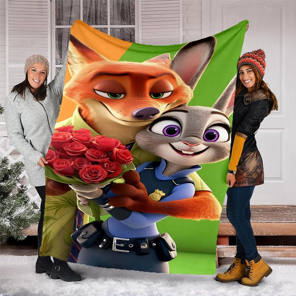 1pc Zootopia Outdoor Flannel Blanket, Soft,