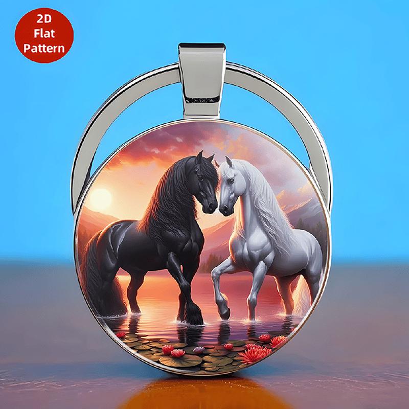 Винтажный кулон круглой формы с узором головы лошади, подвеска для рюкзака, украшение, подарки A1