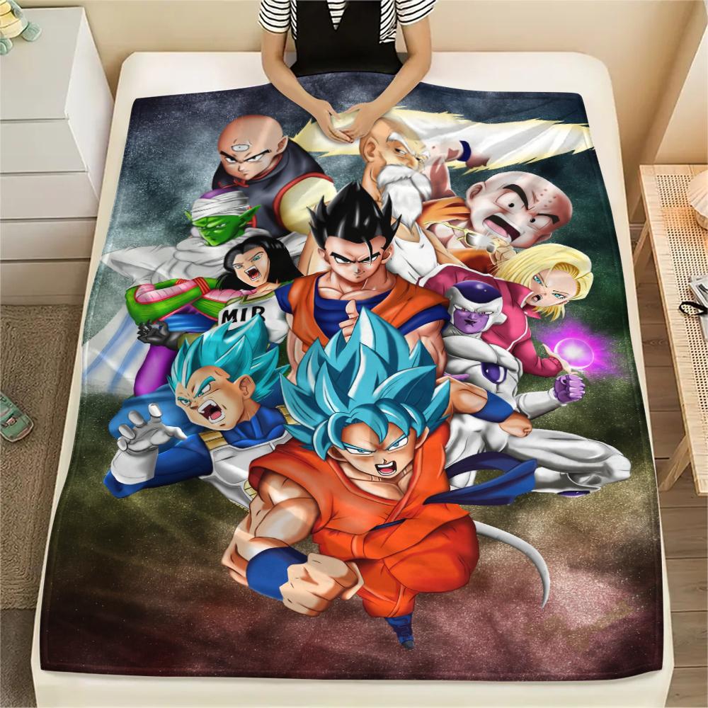 Dragon Ball Characters pattern Flannel Blanket, High quality Comfortable for All Seasons, Home Decor, Warmth and Comfort, Perfect for Gifts.