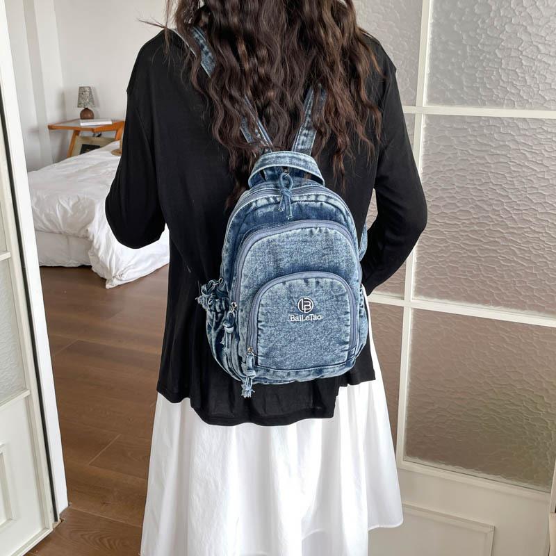Lightweight Denim Backpack Women's Outdoor Travel Multifunctional Chest Bag Shoulder Crossbody Bag